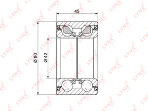 Подшипник ступицы MAZDA 6 (02-),626 передней LYNX WB1351, WB-1351, BN8B-33-047A