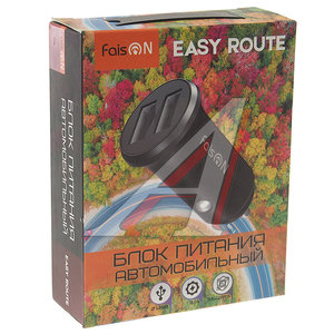 Устройство зарядное в прикуриватель 2USB 12V FAISON Easy route black