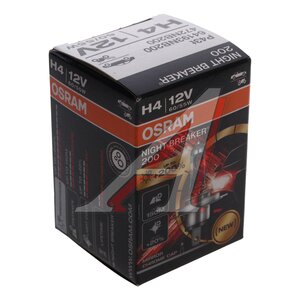 Лампа 12V H4 60/55W P43t +200% 4050К Night Breaker 200 OSRAM 64193NB200, O-64193NB200, АКГ12-60+55(Н4)