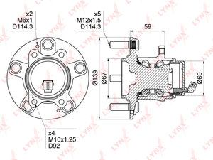 Ступица HYUNDAI ix20 (15-) колеса заднего (АБС) LYNX WH1381, 52750-2K000