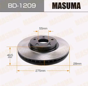 Диск тормозной TOYOTA Corona (97-03) передний (1шт.) MASUMA BD-1209