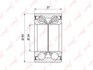 Подшипник ступицы CHEVROLET Aveo (03-) передней комплект LYNX WB1241, WB-1241, 94535247