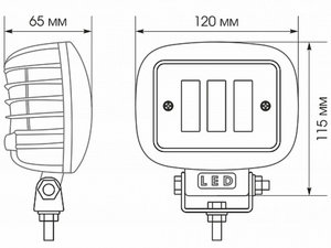 Фара рабочего света 120х115х65мм 45W 10-30V (ближний свет) ВЫМПЕЛ WL-330