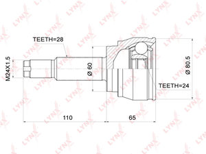 ШРУС наружный SSANGYONG Kyron (07-),Rexton (07-) комплект LYNX CO3762, 1410-REXIIAWD, 4130009203/4130009204