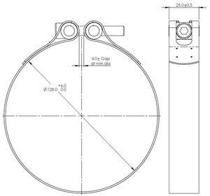 Хомут глушителя DAF (d=128-132) (нерж.) DINEX 99925, 1333653