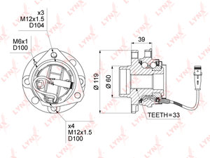 Ступица OPEL Astra H (04-) передняя с подшипником LYNX WH1024, VKBA3650, 93178651