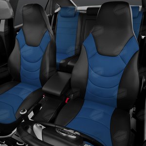 Авточехлы универсальные экокожа черно-синие комплект Recaro AVTOLIDER UREK31-0303