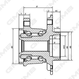 Ступица NISSAN Qashqai (14-) (4WD) задняя в сборе GMB GH34930, 43202-4EG0A