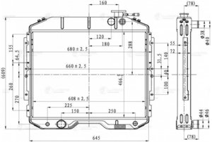 Радиатор ГАЗ-33081,3309 алюминиевый 2-х рядный дв.ММЗ ЕВРО-3 LUZAR LRC0338, 3308-1301010, 3307-1301010-35