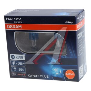 Лампа 12V H4 60/55W P43t-38 +30% 4000К (2шт.) XWhite Blue OSRAM 62193XWB-HCB, O-62193XWB2, АКГ12-60+55(Н4)