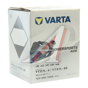 Аккумулятор VARTA MOTO AGM 6А/ч 6СТ6 YTX7L-4(BS), 506 014 005