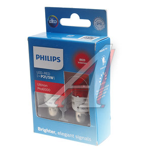 Лампа светодиодная 12V P21/5W BAY15d 75/15Лм (2шт.) Led Red Ultinon Pro6000 PHILIPS 11499RU60X2, P-11499RU60X2, А12-21+5