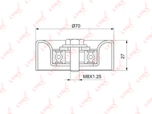 Ролик приводного ремня NISSAN Qashqai,X-Trail (T31) (2.0) натяжной LYNX PB5271, VKM62025, 11955JD21A/11955JD20A