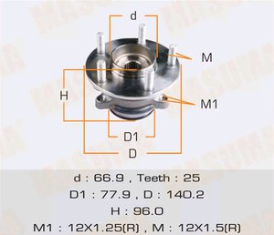 Ступица MITSUBISHI Outlander (12-) задняя с подшипником MASUMA MW-31507, 3785A073