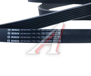 Ремень приводной поликлиновой 7PK1705 HYUNDAI HD35 (17-) дв.D4CB BOSCH 1987947044, 7PK1705, 25212-4A650