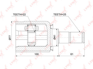 ШРУС внутренний KIA Ceed (06-12) комплект LYNX CI3743, 2211-CD, 49592-1H010