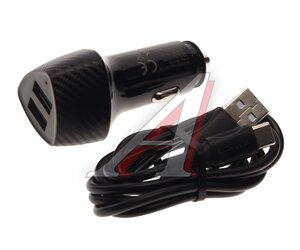 Устройство зарядное в прикуриватель 2USB 12V BOROFONE BZ31A black, 00425