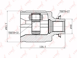 ШРУС внутренний HONDA Accord,Civic,FR-V комплект LYNX CI3402, 0311-CRVLH, 44310-S10-A10