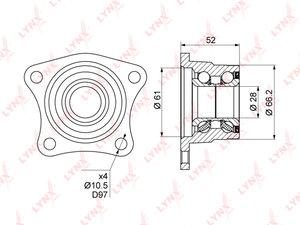 Подшипник ступицы TOYOTA Corolla (87-92) задней LYNX WB1024, WB-1024, 42409-19015