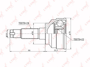 ШРУС наружный KIA Shuma (01-04) комплект LYNX CO4404, 827004, 0K2N4-2540X