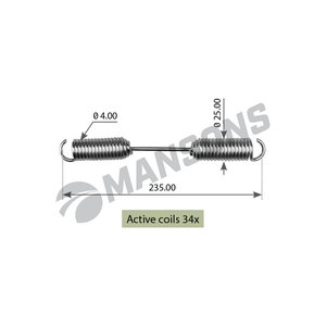 Пружина BPW колодки тормозной (236x24.5x4) MANSONS 300.062, 300062, 0539746130