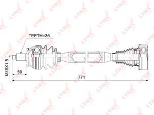 Привод VW Polo Sedan (10-) SKODA Rapid (13-) колеса переднего правый МКПП LYNX CD1025, 6R0407762K