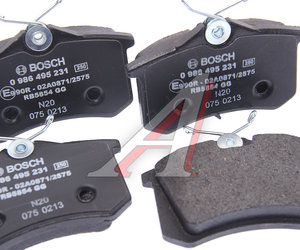 Колодки тормозные VW AUDI SEAT SKODA задние (4шт.) BOSCH 0986495231, 1K0698451J/3B0698451A/4B0698451E/8E0698451K/JZW698