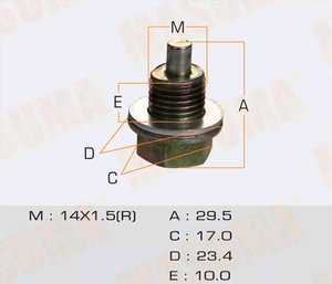 Пробка сливная ISUZU картера масляного 14х1.5мм (с магнитом) MASUMA M-47