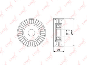 Ролик приводного ремня TOYOTA Yaris (05-11) натяжной LYNX PB5129, 0187-ZZE150, LR013506