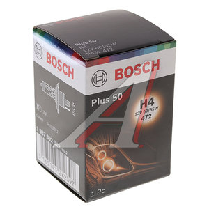 Лампа 12V H4 60/55W P43t-38 Plus 50 BOSCH 1987302049, АКГ12-60+55(Н4)