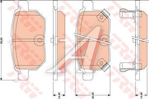 Колодки тормозные TOYOTA Auris,Corolla (07-) задние (4шт.) TRW GDB3454, 0446652140/0446652120/0446647020/0446612130