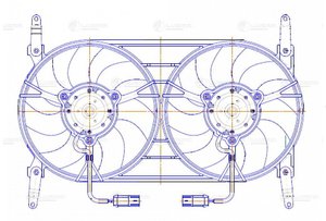 Вентилятор УАЗ-3163 электрический сдвоенный (спарка) с кожухом LUZAR LFK0363, 3163-1308008-50, 31602-1308008