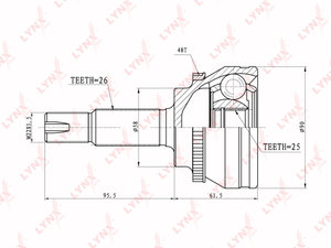 ШРУС наружный TOYOTA Corolla (E120) комплект LYNX CO3647A, 0110-AZT250A48, 43410-02270