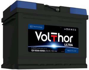 Аккумулятор VOLTHOR Ultra 60А/ч обратная полярность 6СТ60(0) 56008, 56008