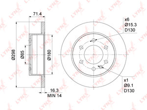 Диск тормозной VW Crafter (06-) MERCEDES Sprinter (06-) задний (1шт.) LYNX BN1077, DF4823S, 2E0615601A/A9064230012