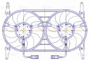 Вентилятор УАЗ-3163 электрический сдвоенный (спарка) с кожухом LUZAR LFK0361, 3163-1308008-20, 31602-1308008