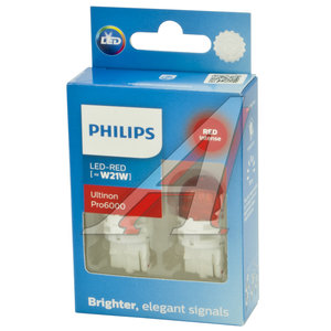 Лампа светодиодная 12V W21W W3х16d 75Лм (2шт.) Led Red Ultinon Pro6000 PHILIPS 11065RU60X2, P-11065RU60X2