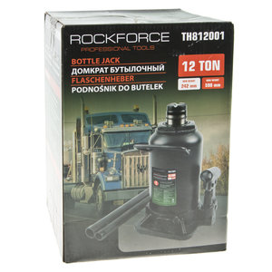 Домкрат бутылочный 12т 242-598мм 2-х плунжерный ROCKFORCE RF-TH812001