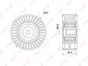 Ролик приводного ремня VW Crafter (12-13) обводной LYNX PB7153, 532046810, 03G145276