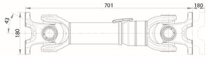 Вал карданный КАМАЗ заднего моста (4 отверстия, торцевые шлицы) L=701+120мм ROSTAR TD14.0102, RS.93640.01.02, 6520-2201011-11