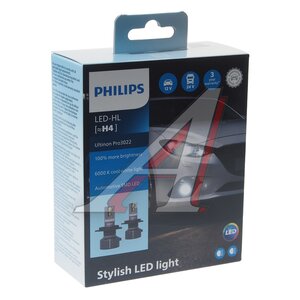 Лампа светодиодная 12/24V H4 P43t 6000K (2шт.) Ultinon Pro3022 LED HI/LO PHILIPS 11342U3022X2, P-11342U3022X2