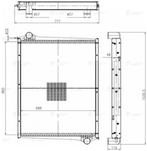 Радиатор SCANIA 4 series (96-) охлаждения двигателя (с рамкой) LUZAR LRc2807, 64068A, 1365371/1516491/1439504