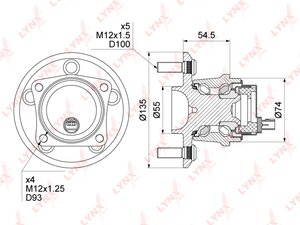 Ступица TOYOTA Avensis (03-),Celica (99-) задняя LYNX WH-1158, 42450-01010