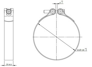 Хомут глушителя DAF (d=128-132) (цинк) E-line DINEX 99928, 1333653