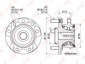 Ступица TOYOTA Auris (06-13),Avensis (09-),Corolla (06-) передняя LYNX WH1012, WHB81120, 43550-02010