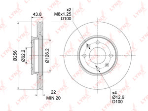 Диск тормозной HYUNDAI Solaris (11-) KIA Rio (11-) передний (1шт.) LYNX BN1431, DF6794, 51712-C8000