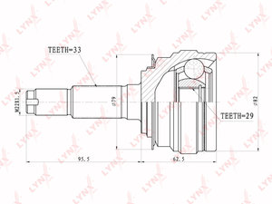 ШРУС наружный DAEWOO Espero (91-99) комплект LYNX CO1801, CO-1801, 96251183