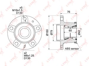 Ступица PEUGEOT Boxer CITROEN Jumper FIAT Ducato (06-) задняя LYNX WH1136, VKBA6572, 3701.83/4242.22