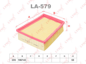 Фильтр воздушный RENAULT Laguna (07-) LYNX LA579, 165467753R
