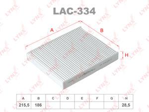 Фильтр воздушный салона TOYOTA Hilux (15-) LYNX LAC334, AC111J, 87139-0K070